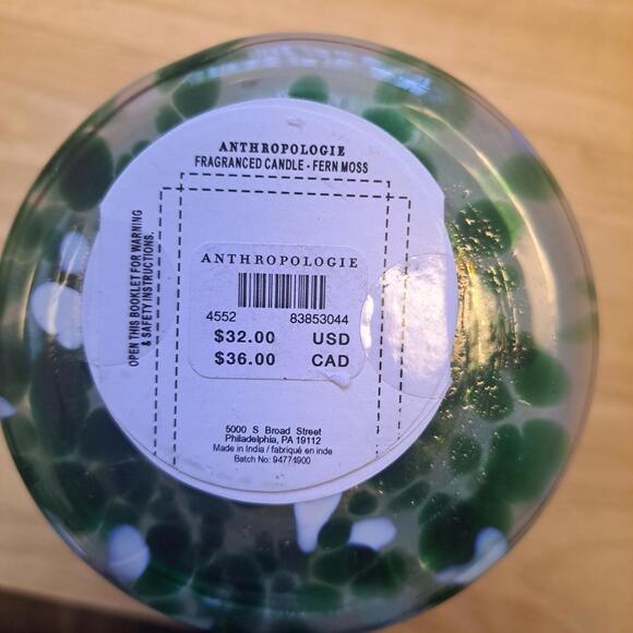 Anthropologie Laney Fresh 'Fern Moss' Cheena Glass Candle - Pre-owned - Picture 4 of 4